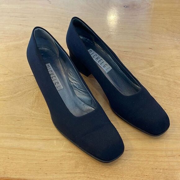 Nickels Italy Womens Square Toe Suede Block Heel Slip-on Pumps Black Size 7.5 - Picture 4 of 11